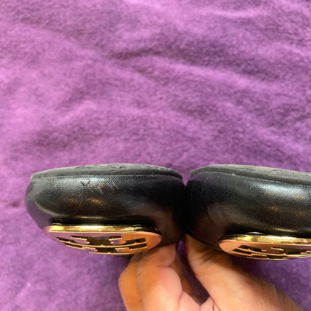 Tory Burch Black Leather Reva Flats sz 8.5M